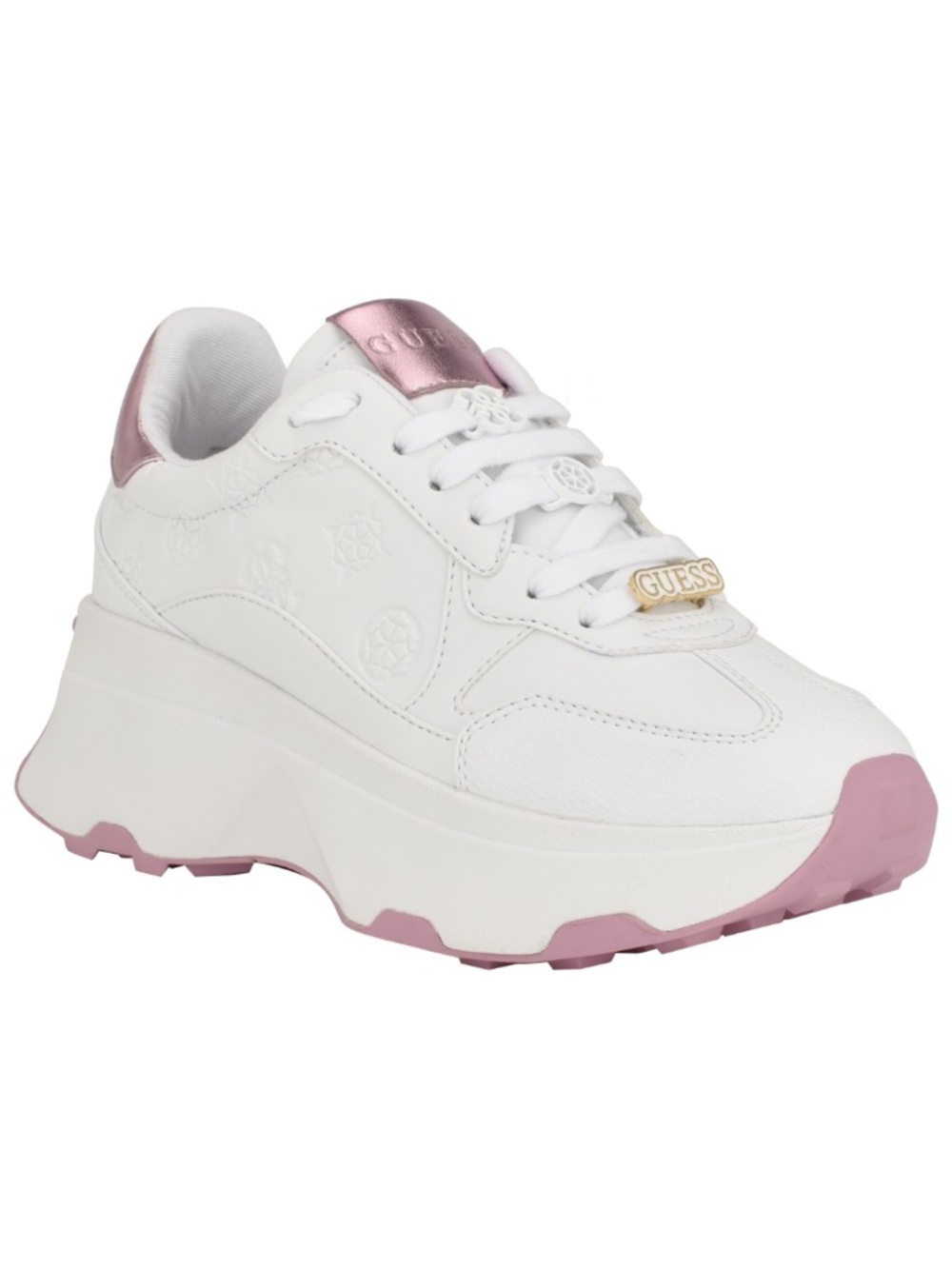 Guess Women's Calebb Chunky Platform Fashion Sneakers - White/Pink